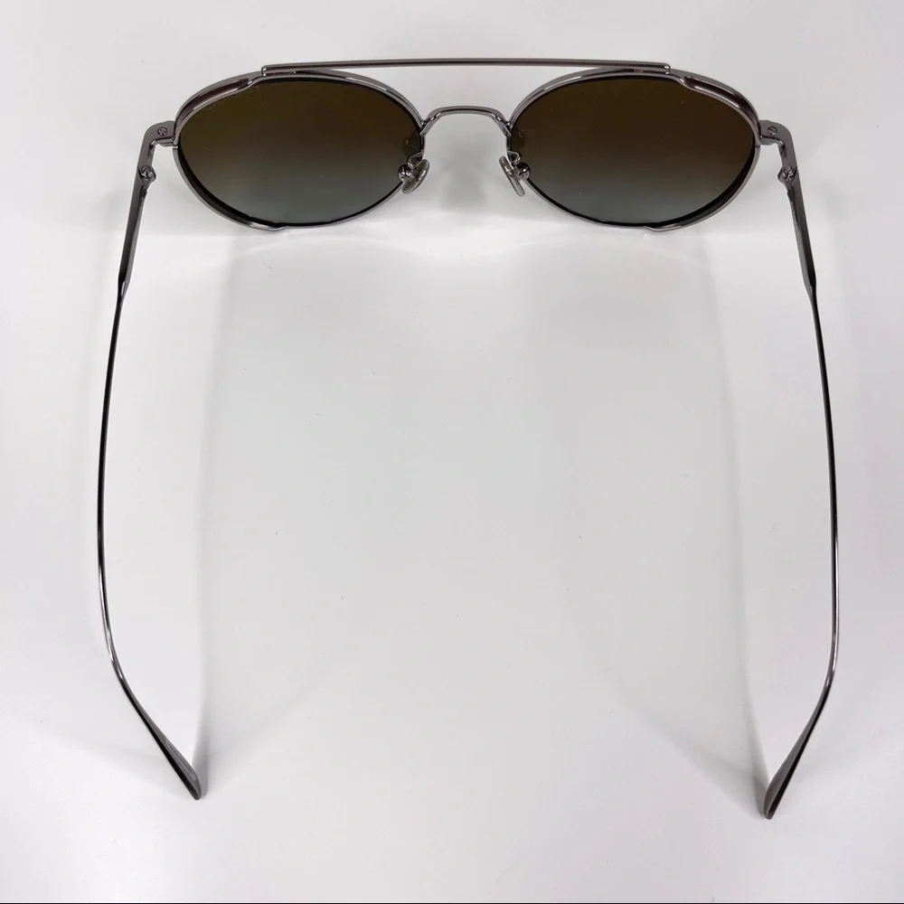 TOM FORD Declan Sunglasses NEW Shiny Light Ruthenium / Green Made In Italy